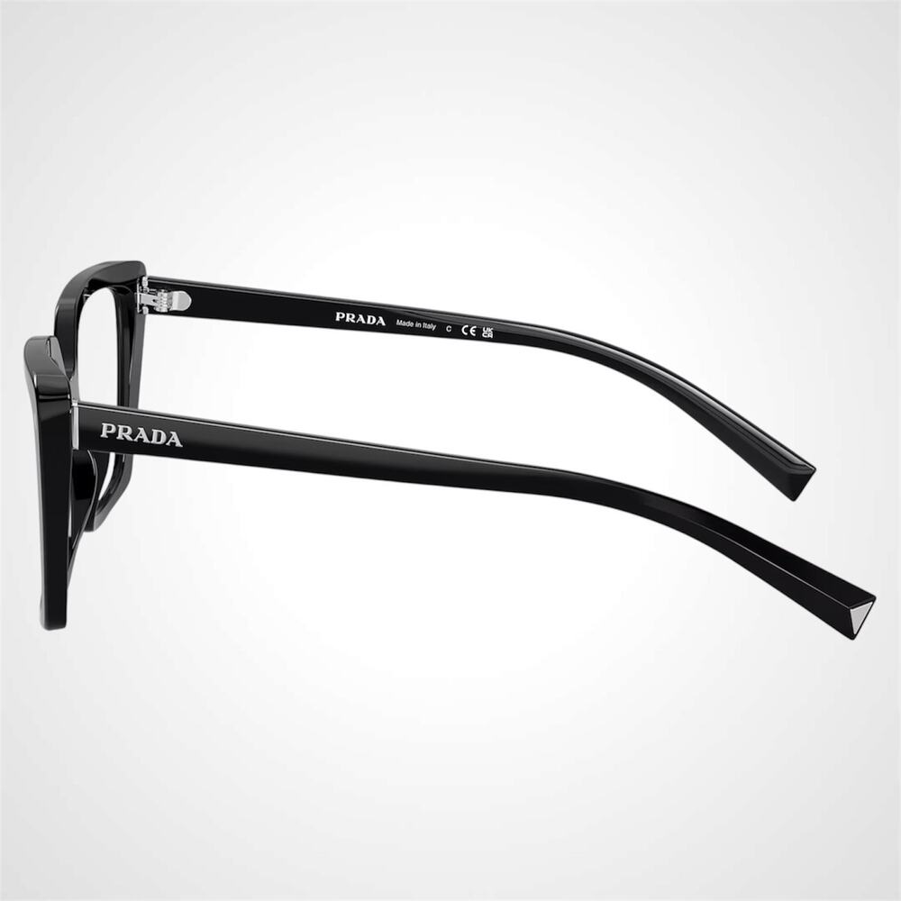 New PRADA Eyeglasses Black Square Silver Logo 53mm w/ Case - Picture 3 of 6